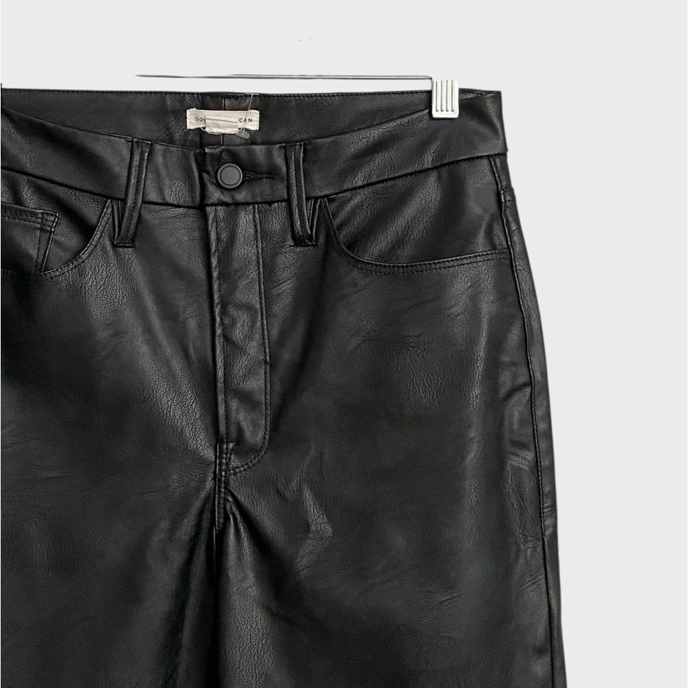 Good American Good Boy Faux Leather Pants Women's Size 6 Black Straight Leg - Picture 8 of 16